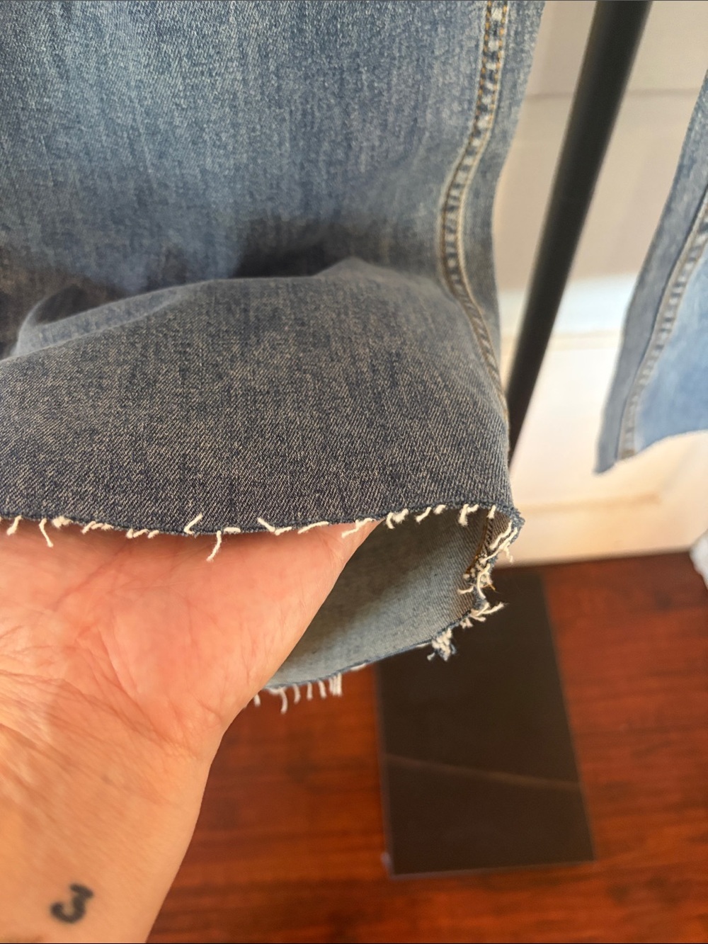 Kids Distressed Wide-Leg Jeans in Mid Blue - Picture 2 of 13
